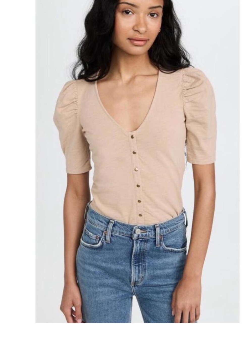 Nation LTD Peyton Femme Button Up Blouse Toasted Marshmallow